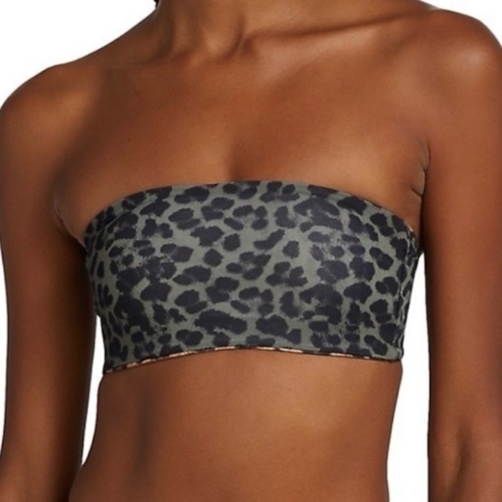 Good American Animal Print Strapless Crop Top